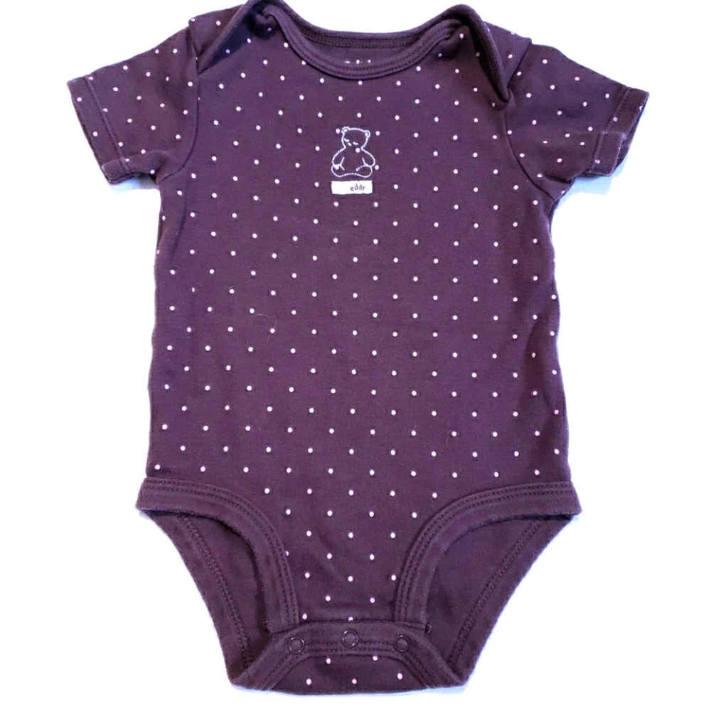 3-6M Teddy Bear Polka dot Brown and Pink Pekkle